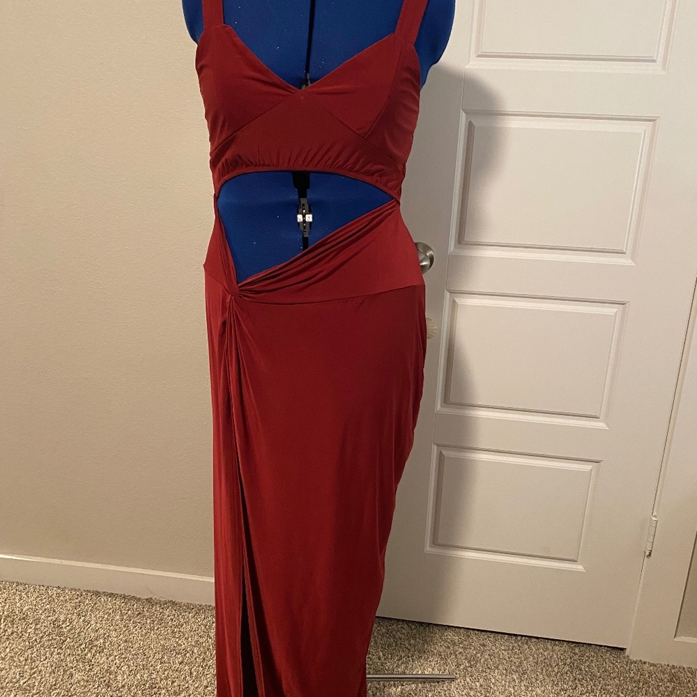 Burgundy Vacation Maxi Dress with Slit